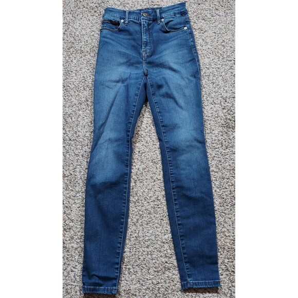 Good American Good Legs Skinny Jeans Womens 0/25 Blue Stretch Zip Fly - Picture 1 of 6